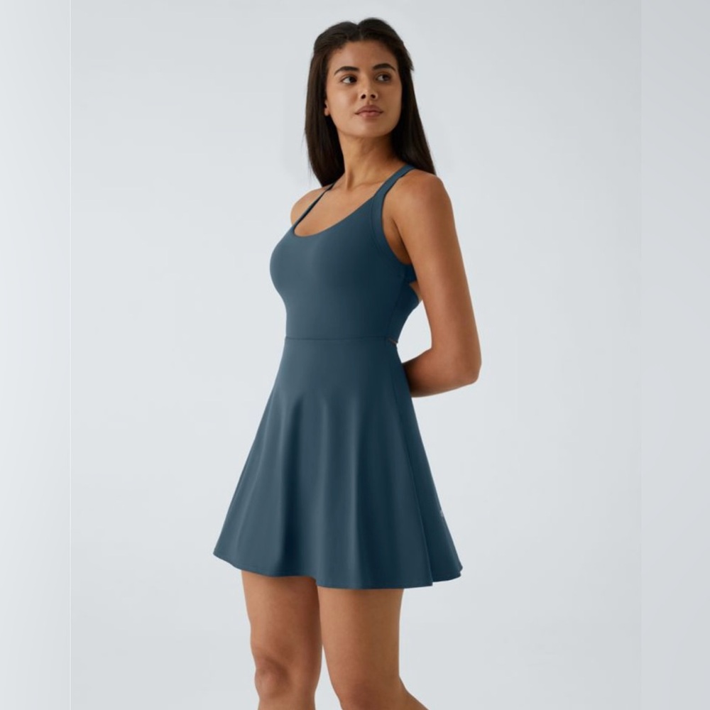 HALARA NWT Backless Twisted flare, underneath shorts, padded Bralette Dress.
